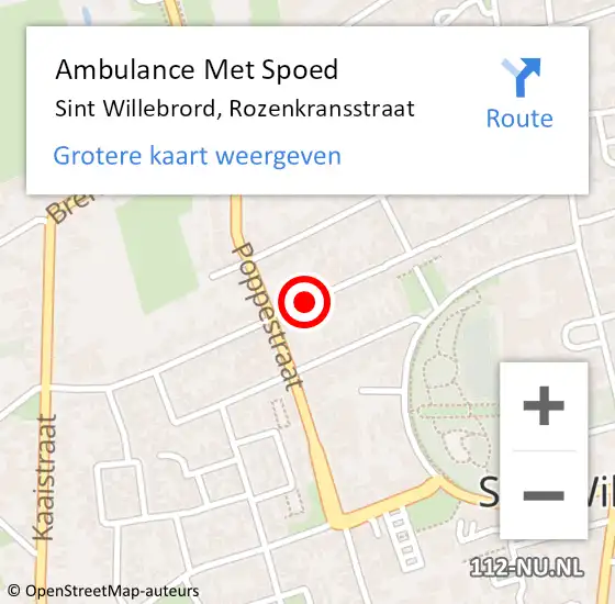 Locatie op kaart van de 112 melding: Ambulance Met Spoed Naar Sint Willebrord, Rozenkransstraat op 31 mei 2018 03:51