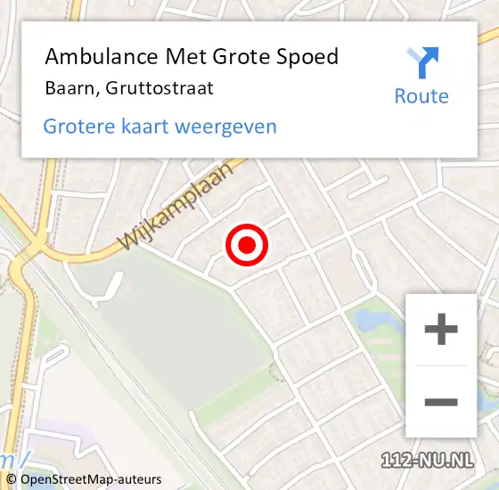 Locatie op kaart van de 112 melding: Ambulance Met Grote Spoed Naar Baarn, Gruttostraat op 31 mei 2018 04:34