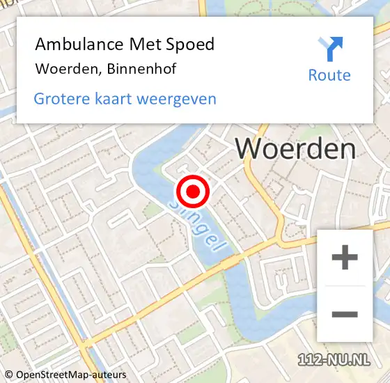 Locatie op kaart van de 112 melding: Ambulance Met Spoed Naar Woerden, Binnenhof op 31 mei 2018 06:28