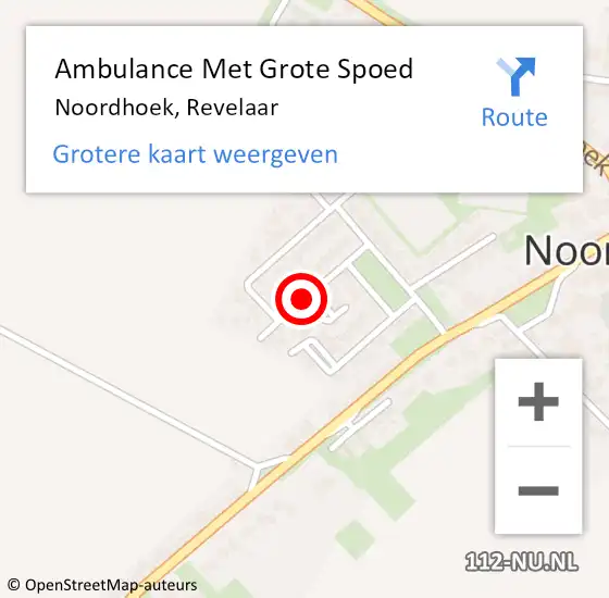 Locatie op kaart van de 112 melding: Ambulance Met Grote Spoed Naar Noordhoek, Revelaar op 31 mei 2018 06:37