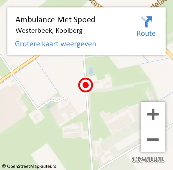 Locatie op kaart van de 112 melding: Ambulance Met Spoed Naar Westerbeek, Koolberg op 31 mei 2018 07:22