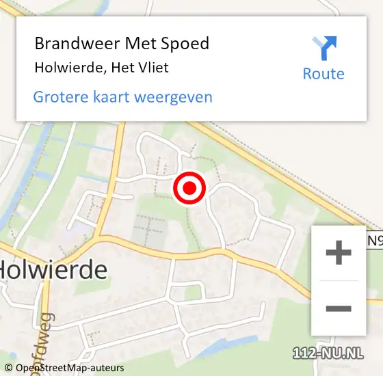 Locatie op kaart van de 112 melding: Brandweer Met Spoed Naar Holwierde, Het Vliet op 31 mei 2018 09:11