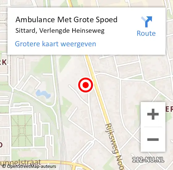 Locatie op kaart van de 112 melding: Ambulance Met Grote Spoed Naar Sittard, Verlengde Heinseweg op 5 september 2013 16:41