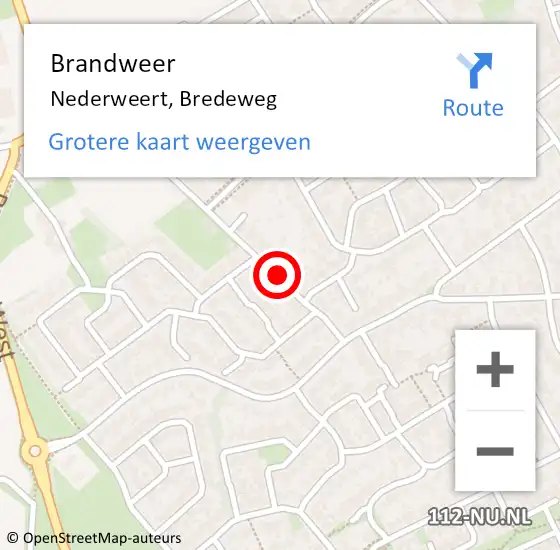 Locatie op kaart van de 112 melding: Brandweer Nederweert, Bredeweg op 31 mei 2018 09:28