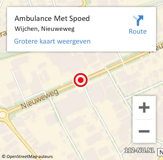 Locatie op kaart van de 112 melding: Ambulance Met Spoed Naar Wijchen, Nieuweweg op 31 mei 2018 09:32