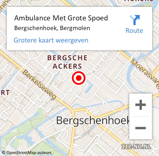Locatie op kaart van de 112 melding: Ambulance Met Grote Spoed Naar Bergschenhoek, Bergmolen op 31 mei 2018 09:40