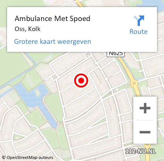 Locatie op kaart van de 112 melding: Ambulance Met Spoed Naar Oss, Kolk op 31 mei 2018 10:16