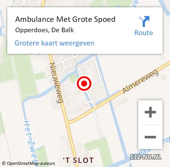 Locatie op kaart van de 112 melding: Ambulance Met Grote Spoed Naar Opperdoes, De Balk op 31 mei 2018 10:32