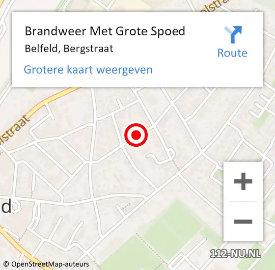 Locatie op kaart van de 112 melding: Brandweer Met Grote Spoed Naar Belfeld, Bergstraat op 31 mei 2018 10:48