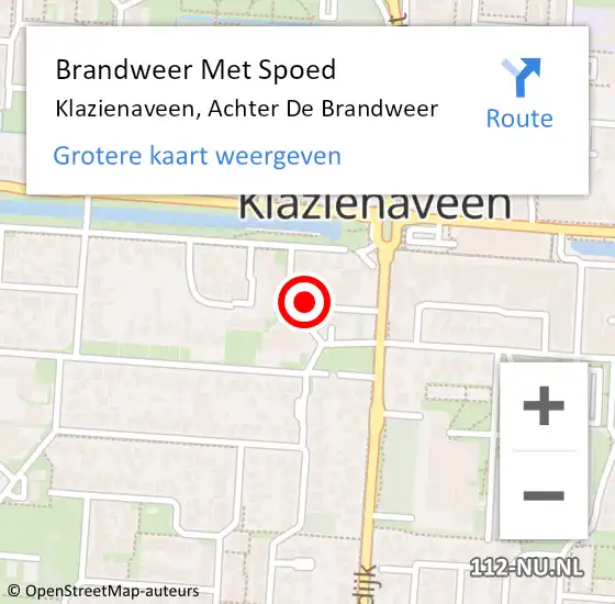 Locatie op kaart van de 112 melding: Brandweer Met Spoed Naar Klazienaveen, Achter De Brandweer op 31 mei 2018 10:54