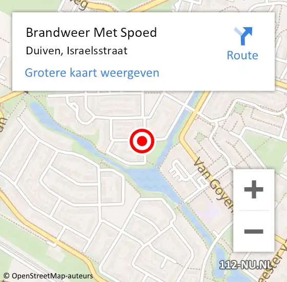 Locatie op kaart van de 112 melding: Brandweer Met Spoed Naar Duiven, Israelsstraat op 31 mei 2018 11:38