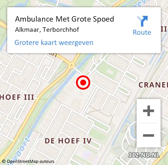 Locatie op kaart van de 112 melding: Ambulance Met Grote Spoed Naar Alkmaar, Terborchhof op 31 mei 2018 11:46