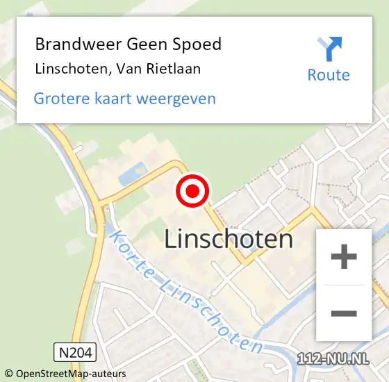 Locatie op kaart van de 112 melding: Brandweer Geen Spoed Naar Linschoten, Van Rietlaan op 31 mei 2018 11:58