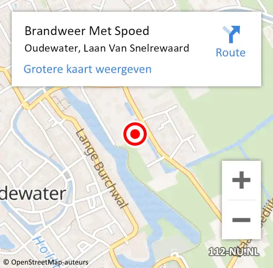 Locatie op kaart van de 112 melding: Brandweer Met Spoed Naar Oudewater, Laan Van Snelrewaard op 31 mei 2018 12:17