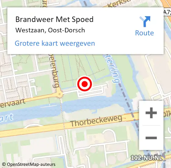 Locatie op kaart van de 112 melding: Brandweer Met Spoed Naar Westzaan, Oost-Dorsch op 31 mei 2018 12:53