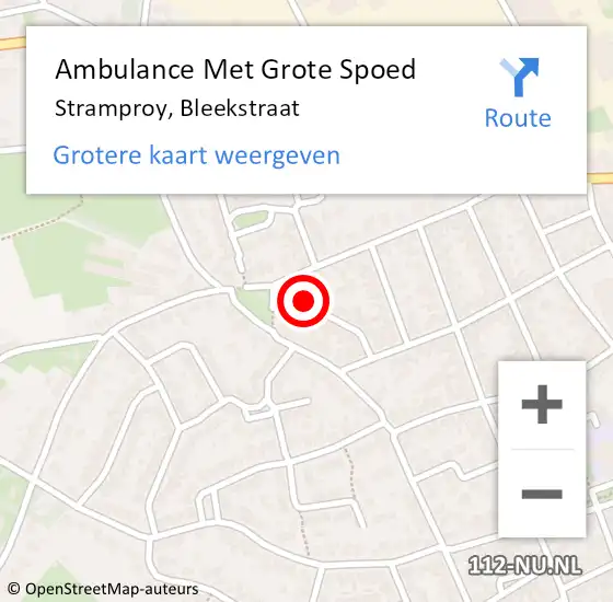 Locatie op kaart van de 112 melding: Ambulance Met Grote Spoed Naar Stramproy, Bleekstraat op 31 mei 2018 13:21