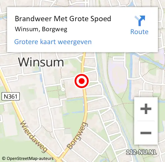 Locatie op kaart van de 112 melding: Brandweer Met Grote Spoed Naar Winsum, Borgweg op 31 mei 2018 13:36