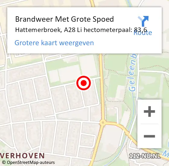 Locatie op kaart van de 112 melding: Brandweer Met Grote Spoed Naar Hattemerbroek, A28 Li hectometerpaal: 83,6 op 31 mei 2018 13:47