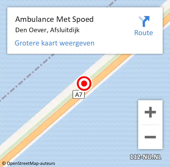 Locatie op kaart van de 112 melding: Ambulance Met Spoed Naar Breezanddijk, Afsluitdijk op 31 mei 2018 14:02