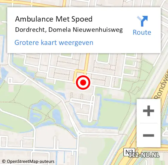 Locatie op kaart van de 112 melding: Ambulance Met Spoed Naar Dordrecht, Domela Nieuwenhuisweg op 31 mei 2018 14:08