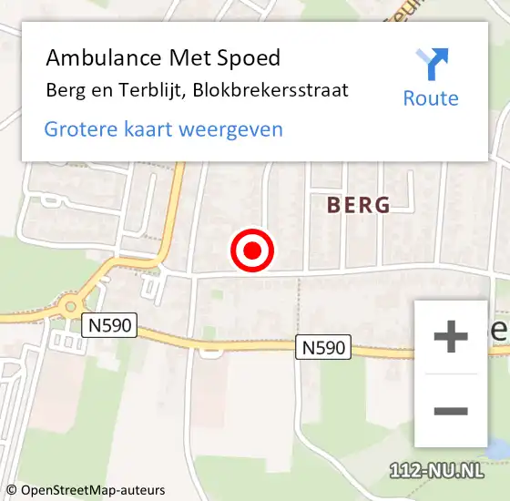 Locatie op kaart van de 112 melding: Ambulance Met Spoed Naar Berg en Terblijt, Blokbrekersstraat op 26 februari 2014 10:44