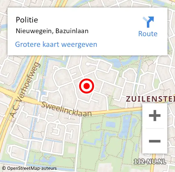 Locatie op kaart van de 112 melding: Politie Nieuwegein, Bazuinlaan op 31 mei 2018 14:26
