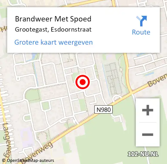 Locatie op kaart van de 112 melding: Brandweer Met Spoed Naar Grootegast, Esdoornstraat op 31 mei 2018 17:02