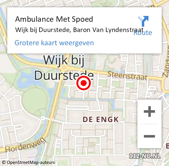 Locatie op kaart van de 112 melding: Ambulance Met Spoed Naar Wijk bij Duurstede, Baron Van Lyndenstraat op 31 mei 2018 17:11