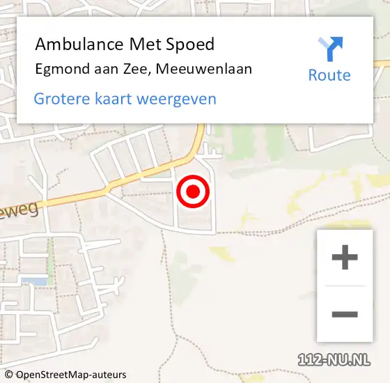 Locatie op kaart van de 112 melding: Ambulance Met Spoed Naar Egmond aan Zee, Meeuwenlaan op 31 mei 2018 17:23