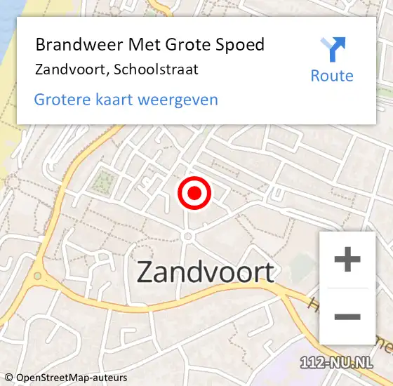 Locatie op kaart van de 112 melding: Brandweer Met Grote Spoed Naar Zandvoort, Schoolstraat op 31 mei 2018 17:40