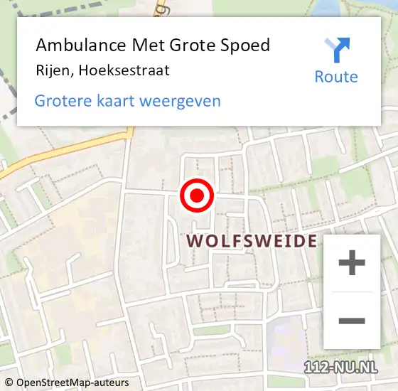 Locatie op kaart van de 112 melding: Ambulance Met Grote Spoed Naar Rijen, Hoeksestraat op 31 mei 2018 18:05