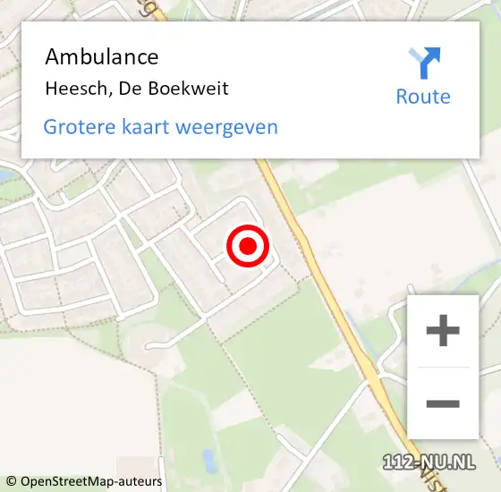 Locatie op kaart van de 112 melding: Ambulance Heesch, De Boekweit op 31 mei 2018 18:09