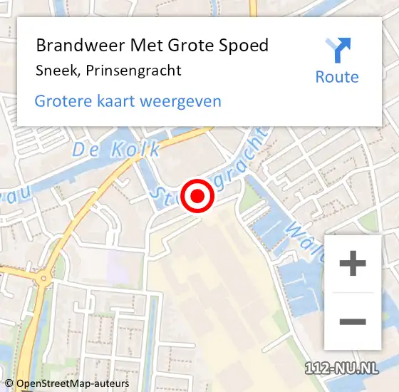 Locatie op kaart van de 112 melding: Brandweer Met Grote Spoed Naar Sneek, Prinsengracht op 31 mei 2018 18:31