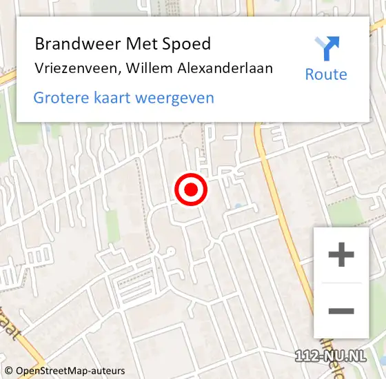 Locatie op kaart van de 112 melding: Brandweer Met Spoed Naar Vriezenveen, Willem Alexanderlaan op 31 mei 2018 18:33