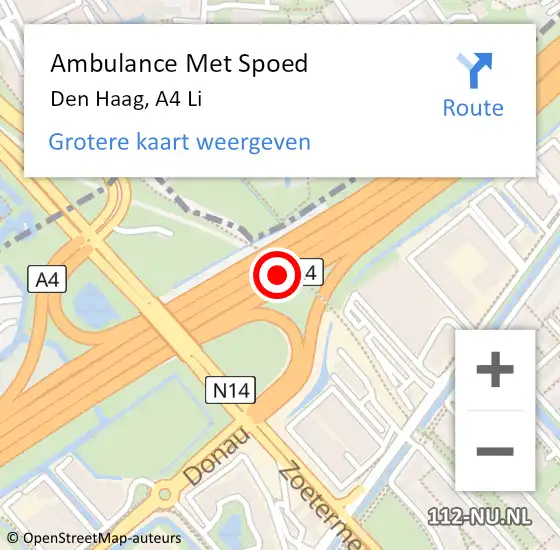 Locatie op kaart van de 112 melding: Ambulance Met Spoed Naar Den Haag, A4 R op 31 mei 2018 18:48