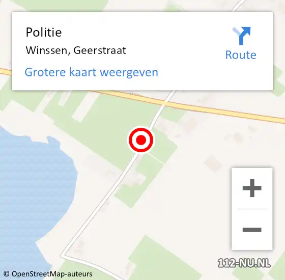 Locatie op kaart van de 112 melding: Politie Winssen, Geerstraat op 31 mei 2018 18:56