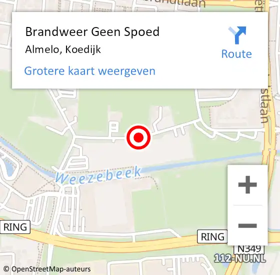 Locatie op kaart van de 112 melding: Brandweer Geen Spoed Naar Almelo, Koedijk op 31 mei 2018 18:58