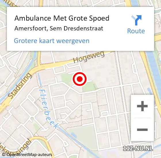 Locatie op kaart van de 112 melding: Ambulance Met Grote Spoed Naar Amersfoort, Sem Dresdenstraat op 31 mei 2018 19:22