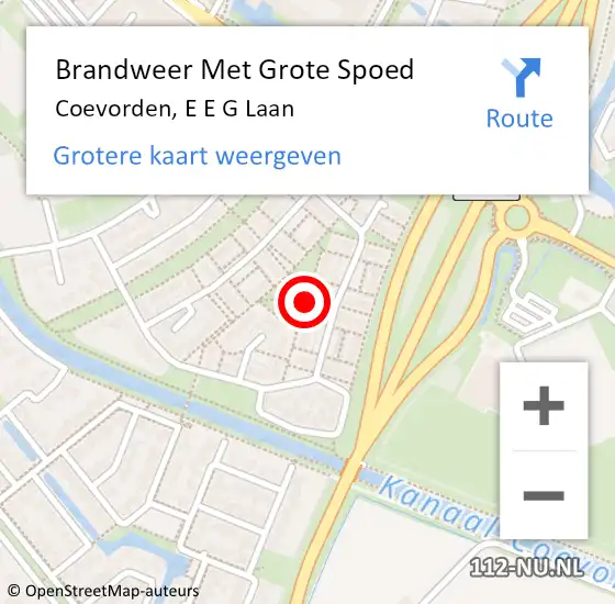 Locatie op kaart van de 112 melding: Brandweer Met Grote Spoed Naar Coevorden, E E G Laan op 31 mei 2018 19:59