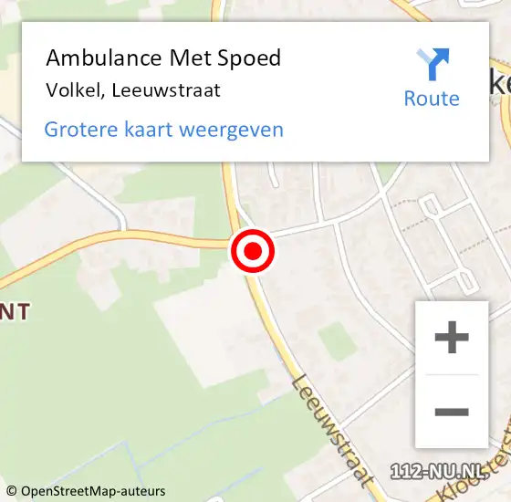 Locatie op kaart van de 112 melding: Ambulance Met Spoed Naar Volkel, Leeuwstraat op 31 mei 2018 20:19