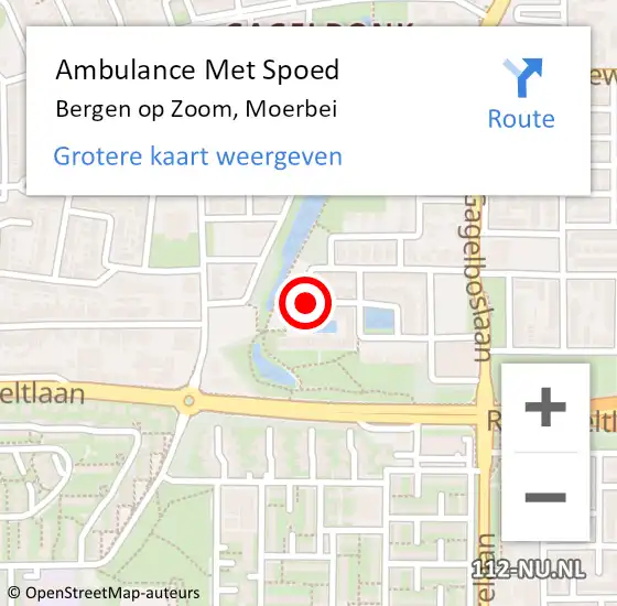 Locatie op kaart van de 112 melding: Ambulance Met Spoed Naar Bergen op Zoom, Moerbei op 31 mei 2018 21:16