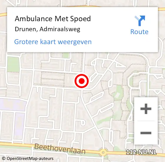 Locatie op kaart van de 112 melding: Ambulance Met Spoed Naar Drunen, Admiraalsweg op 31 mei 2018 21:20