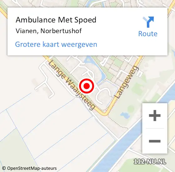 Locatie op kaart van de 112 melding: Ambulance Met Spoed Naar Vianen, Norbertushof op 31 mei 2018 22:07