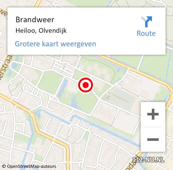 Locatie op kaart van de 112 melding: Brandweer Heiloo, Olvendijk op 31 mei 2018 22:10