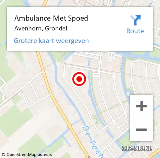 Locatie op kaart van de 112 melding: Ambulance Met Spoed Naar Avenhorn, Grondel op 31 mei 2018 23:30