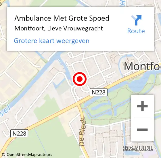 Locatie op kaart van de 112 melding: Ambulance Met Grote Spoed Naar Montfoort, Lieve Vrouwegracht op 1 juni 2018 00:06