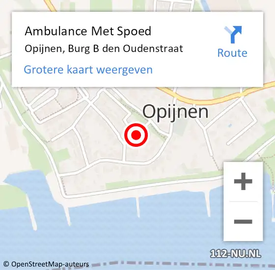 Locatie op kaart van de 112 melding: Ambulance Met Spoed Naar Opijnen, Burg B den Oudenstraat op 1 juni 2018 00:16