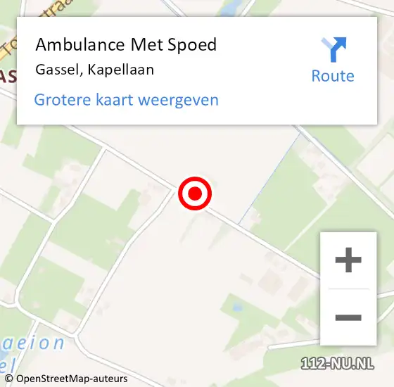 Locatie op kaart van de 112 melding: Ambulance Met Spoed Naar Gassel, Kapellaan op 26 februari 2014 11:33