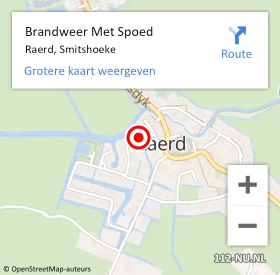 Locatie op kaart van de 112 melding: Brandweer Met Spoed Naar Raerd, Smitshoeke op 1 juni 2018 00:53