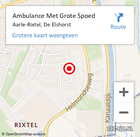 Locatie op kaart van de 112 melding: Ambulance Met Grote Spoed Naar Aarle-Rixtel, De Elshorst op 1 juni 2018 01:34